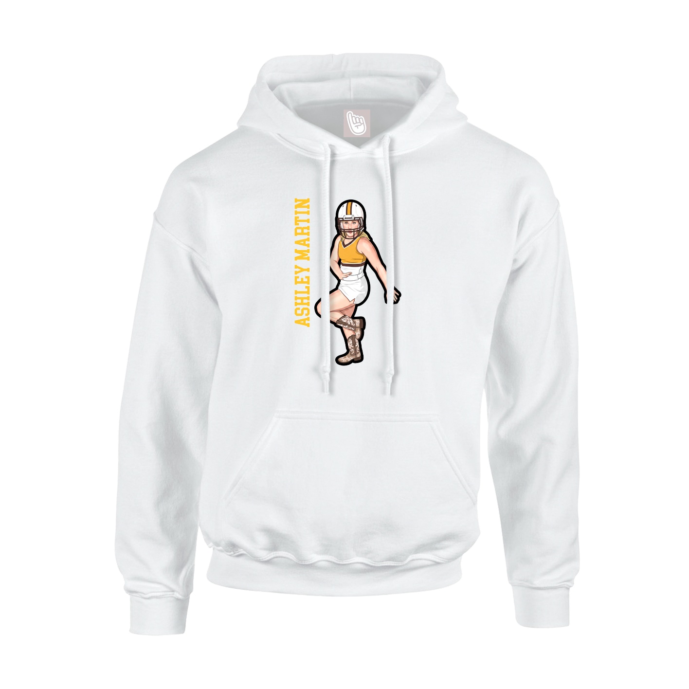 Youth Hoodie — Name Vertical in White