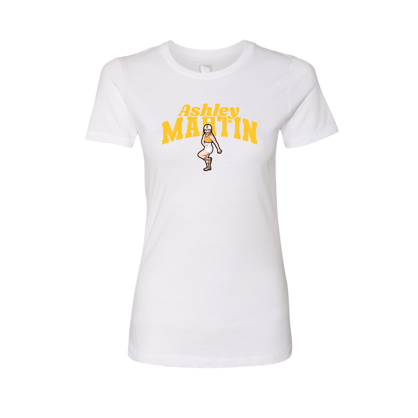 Fitted Women's Tee — Signature Arch in White