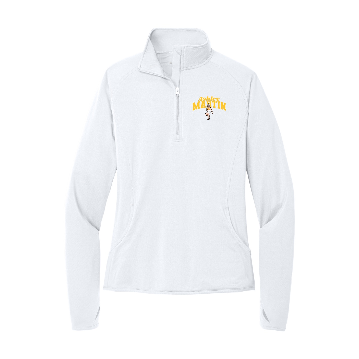 Women's Q-Zip Pullover — Signature Arch in White
