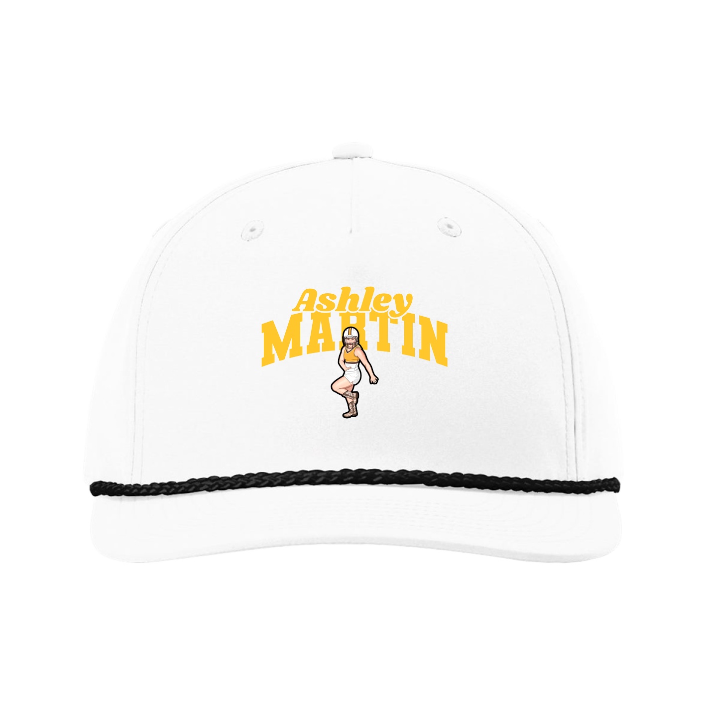 Five-Panel Classic Rope Cap — Signature Arch in White