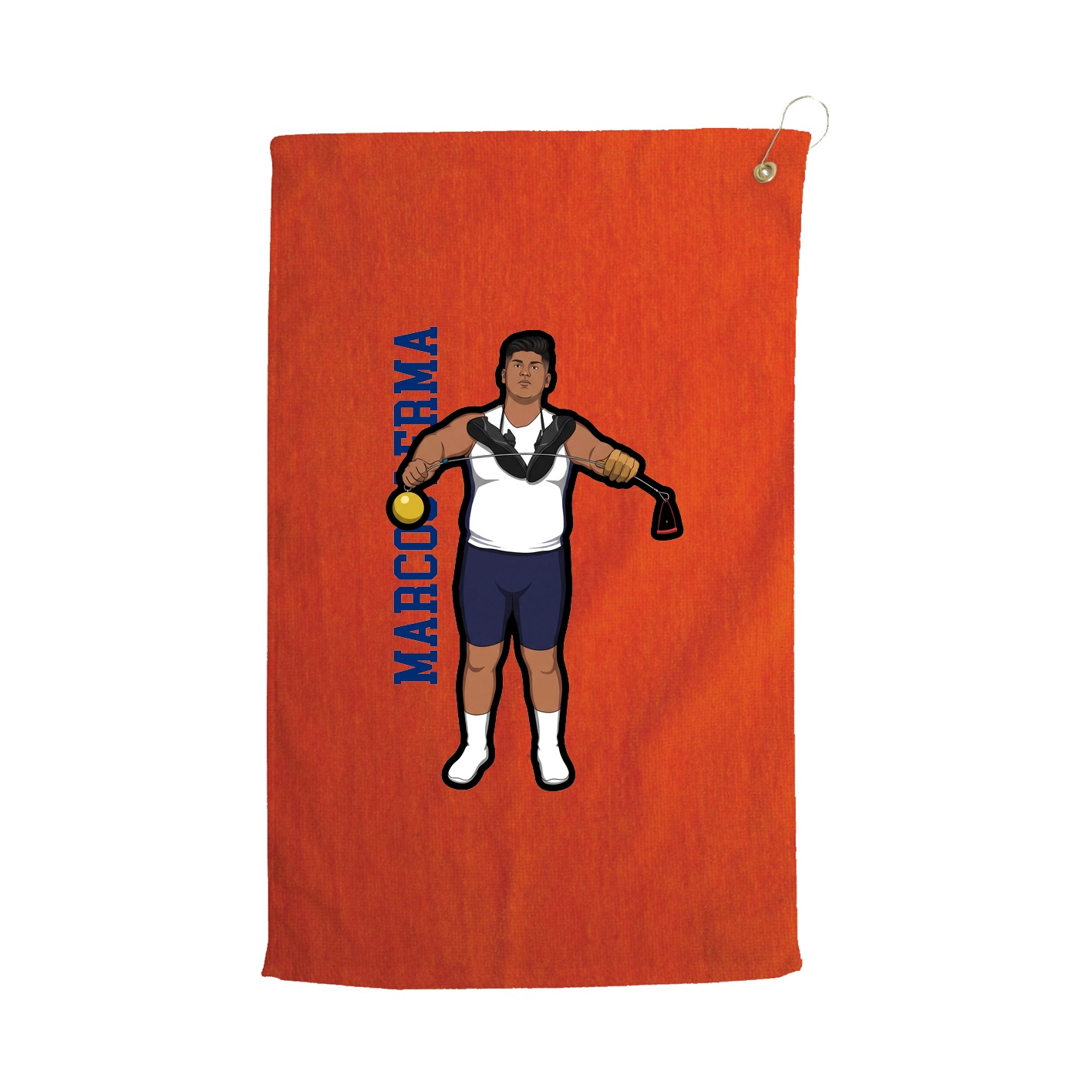 Golf Towel — Name Vertical in Orange