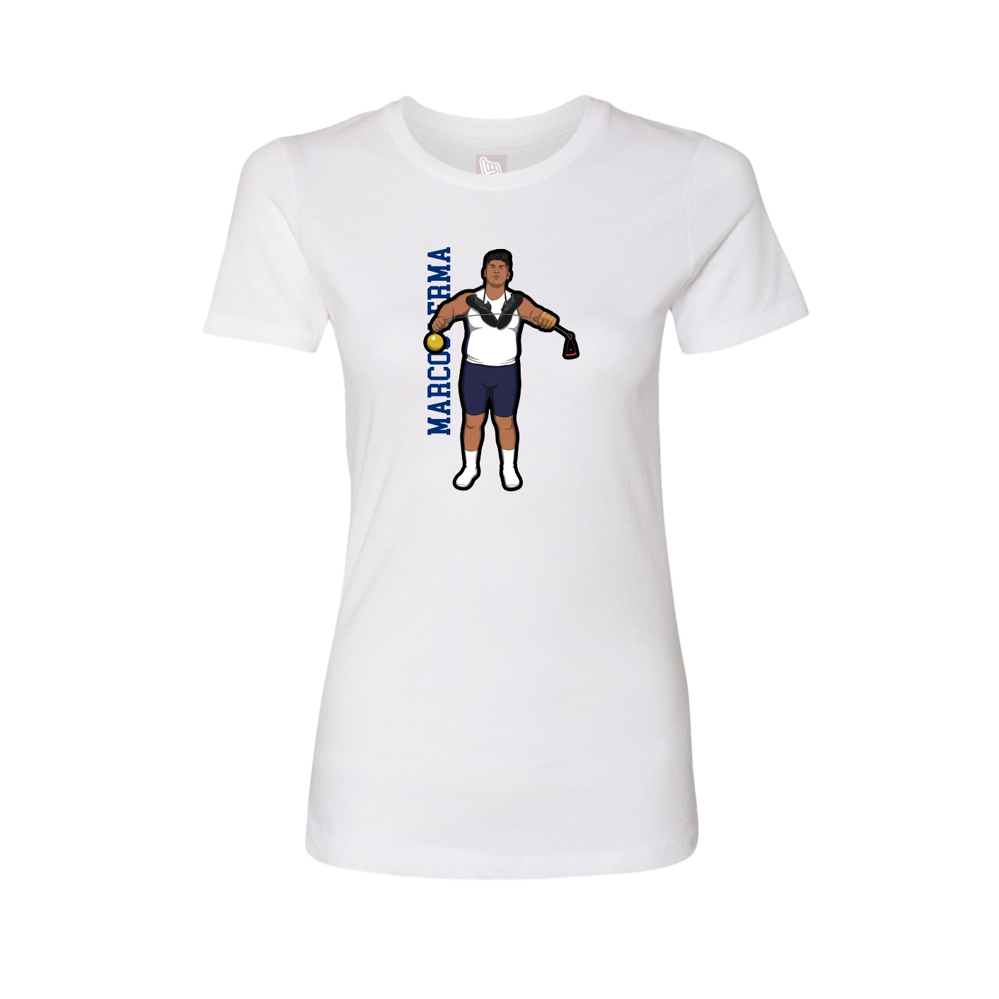 Fitted Women's Tee — Name Vertical in White