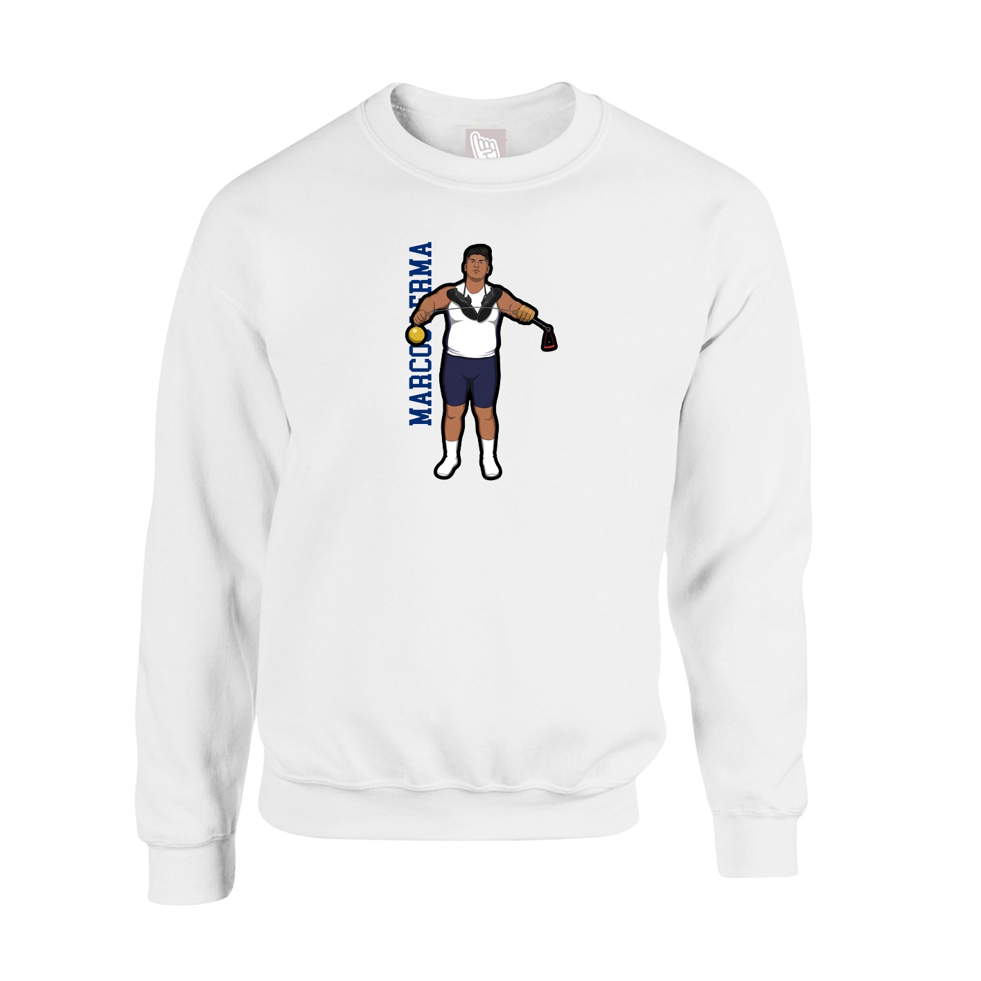 Fleece Crew — Name Vertical in White