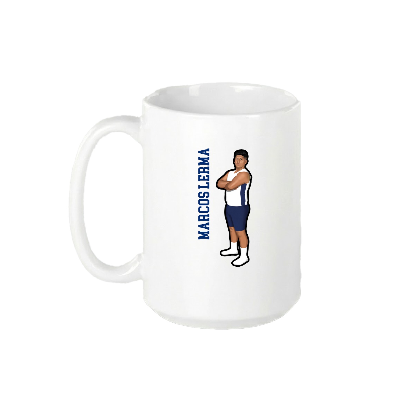 15oz Coffee Mug — Name Vertical in White