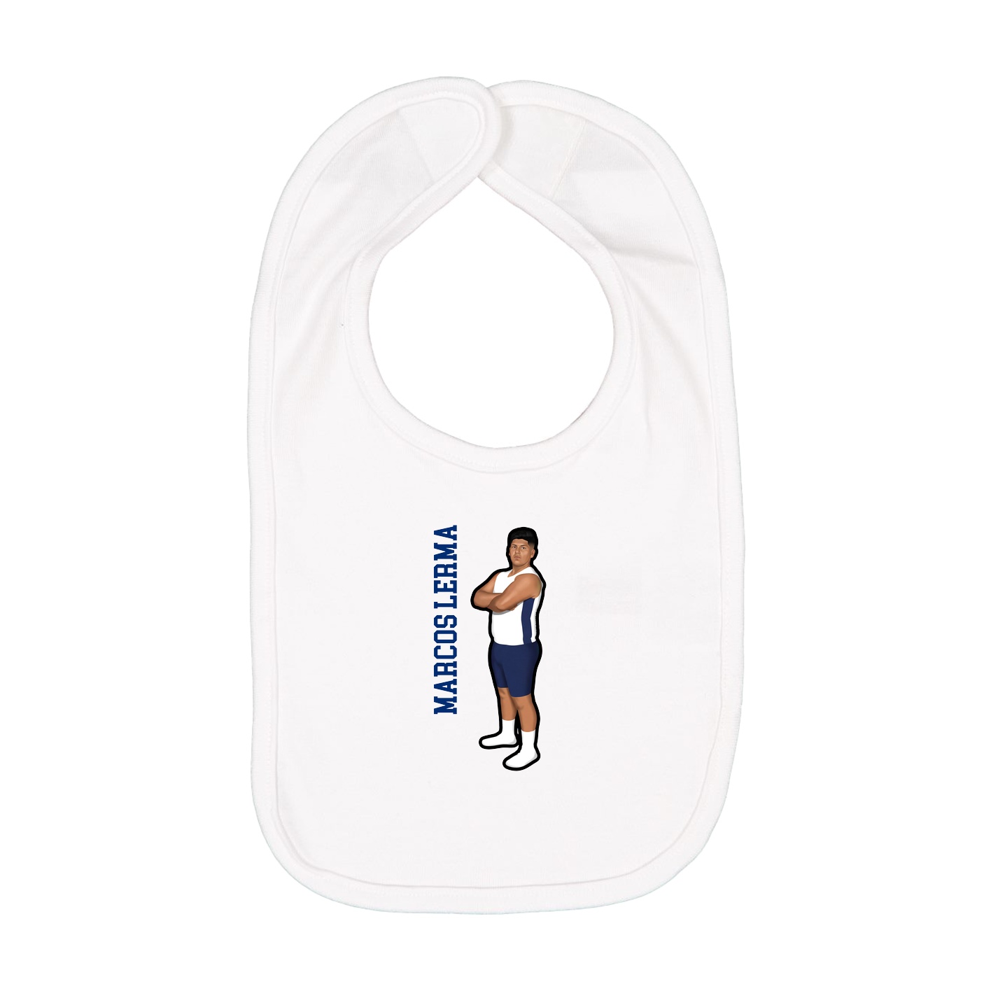 Infant Bib — Name Vertical in White