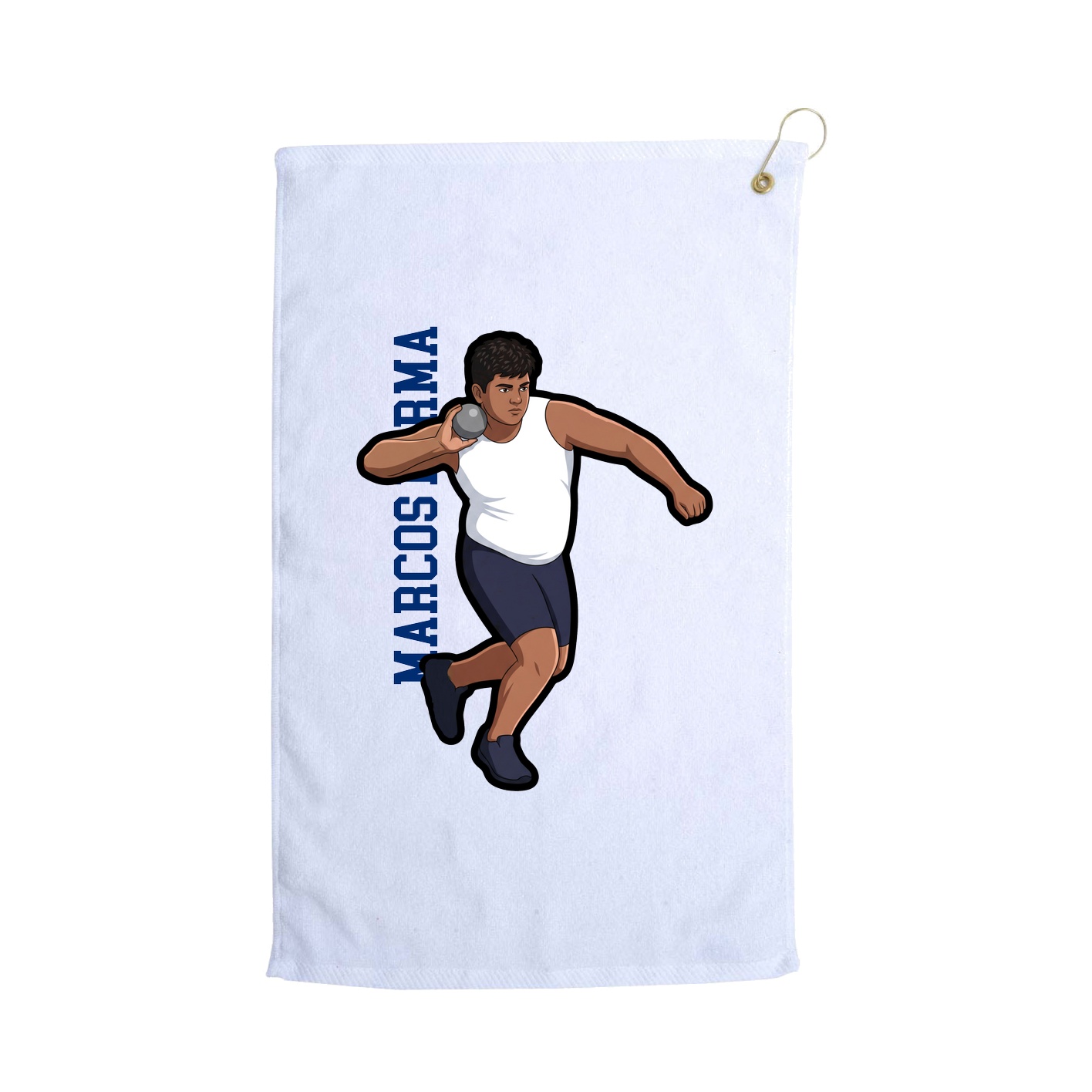 Golf Towel — Name Vertical in White