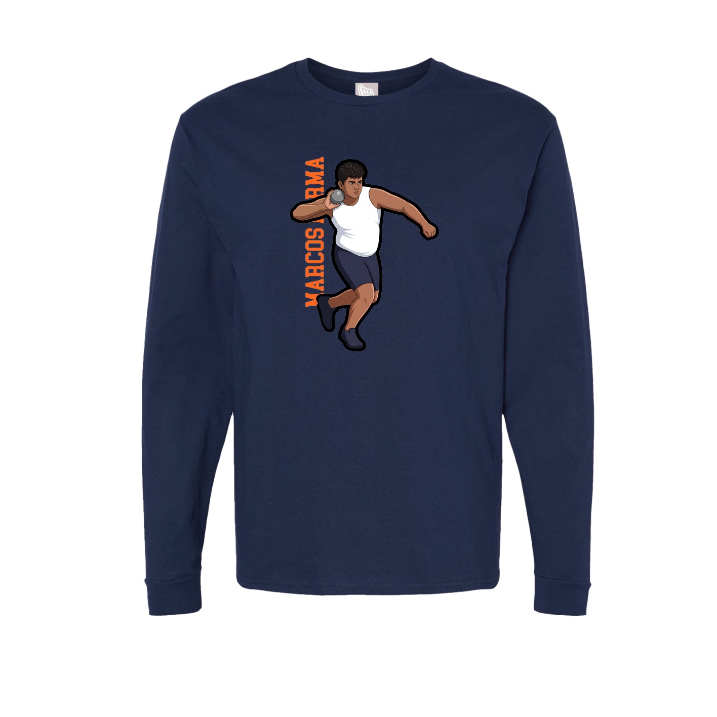 Long Sleeve Tee — Name Vertical in Navy