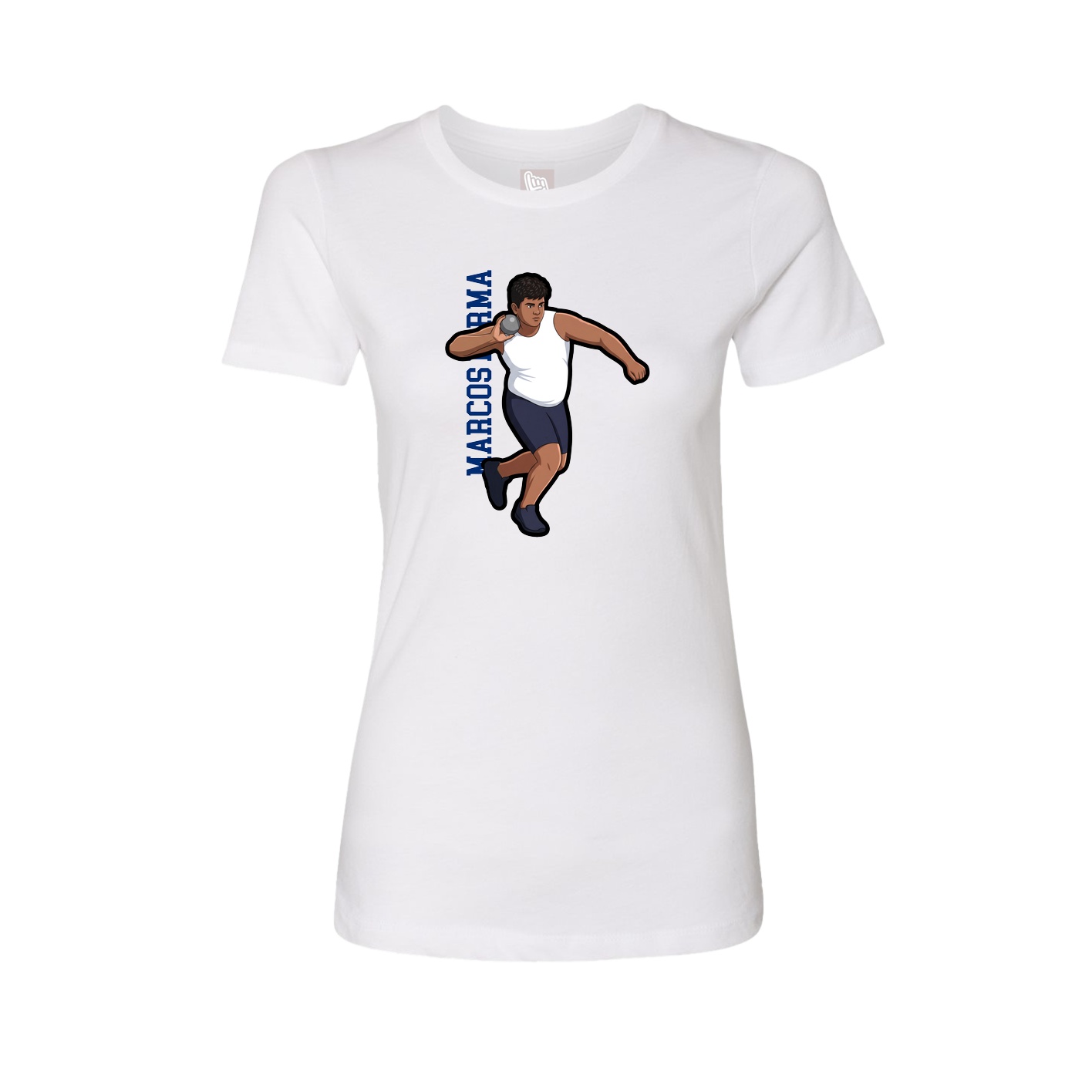 Fitted Women's Tee — Name Vertical in White