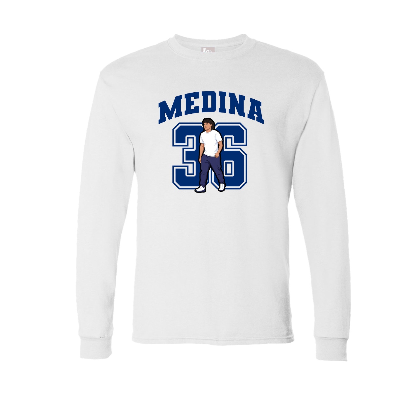 Long Sleeve Tee — Number in White