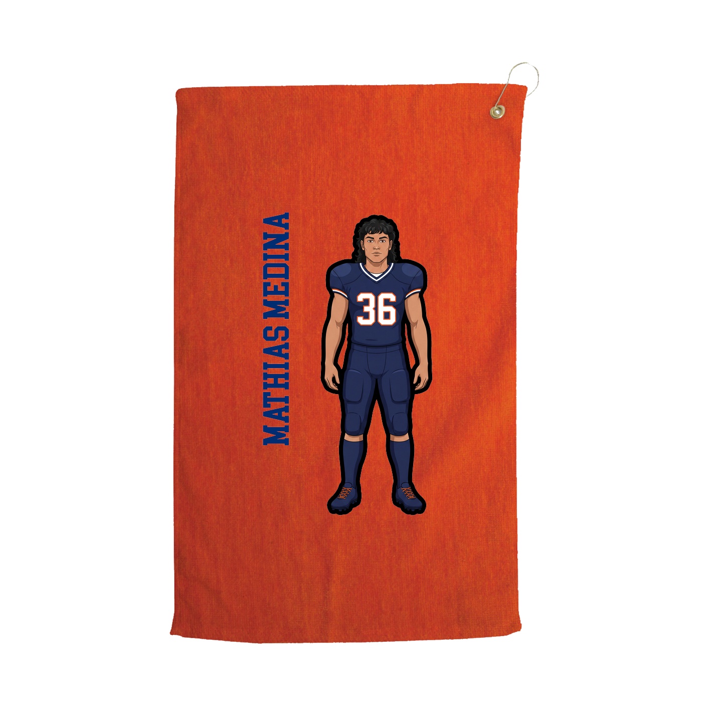 Golf Towel — Name Vertical in Orange