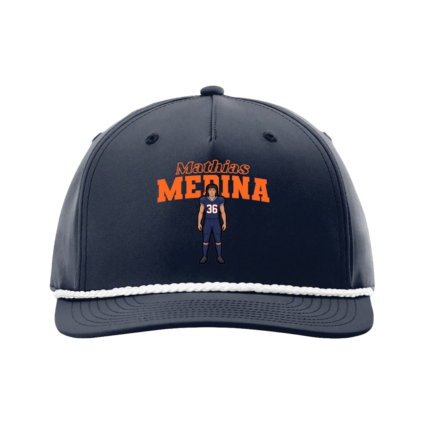 Five-Panel Classic Rope Cap — Name Arch in Navy