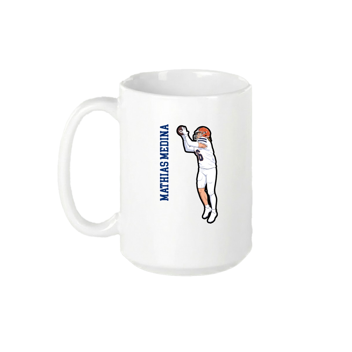 15oz Coffee Mug — Name Vertical in White