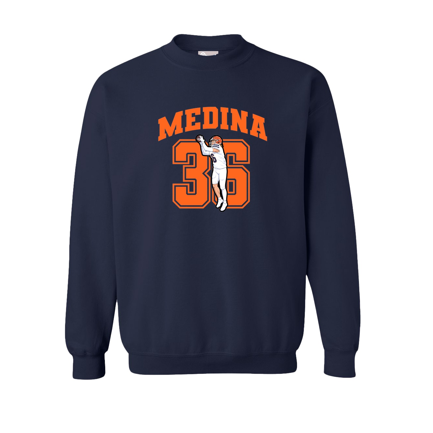 Fleece Crew — Number in Navy