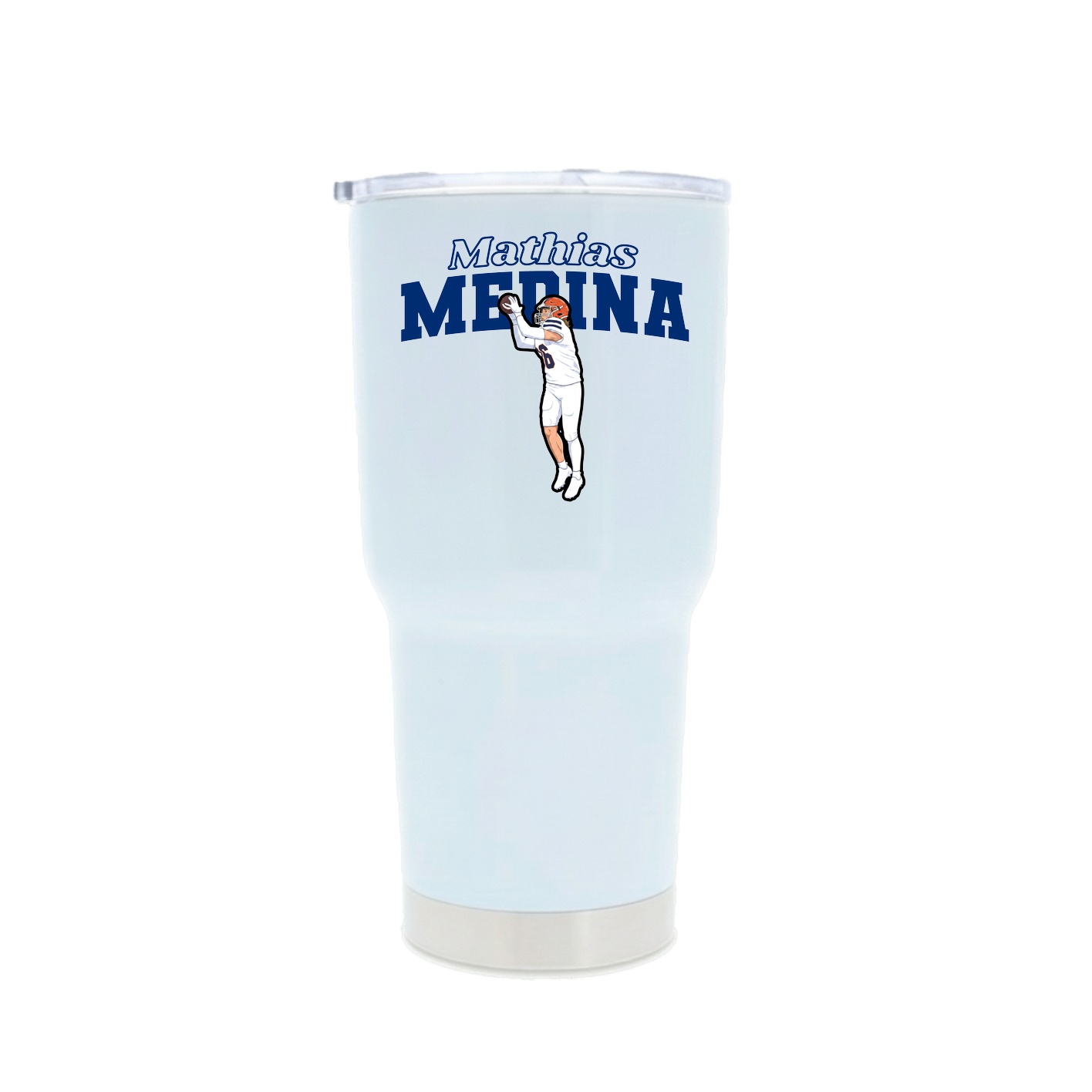 30oz Stainless Steel Tumbler — Name Arch in White