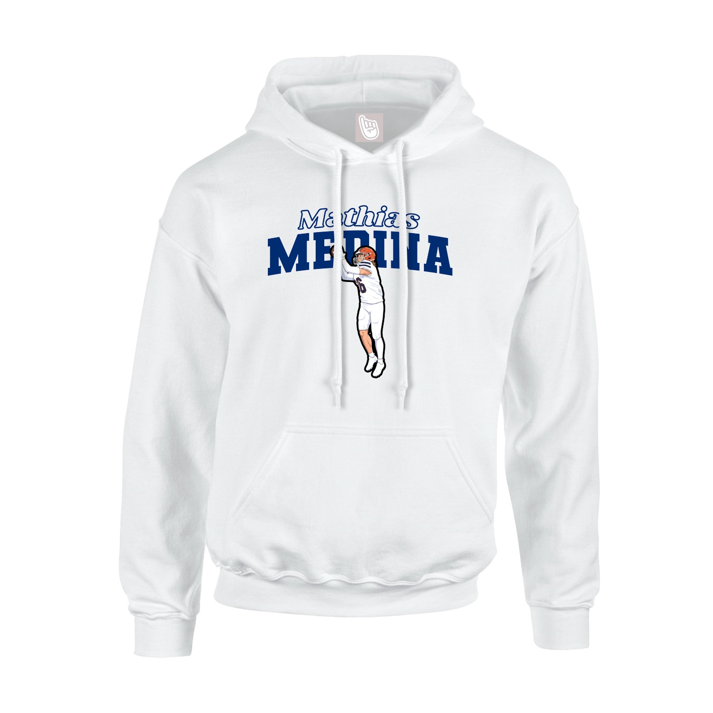 Youth Hoodie — Name Arch in White