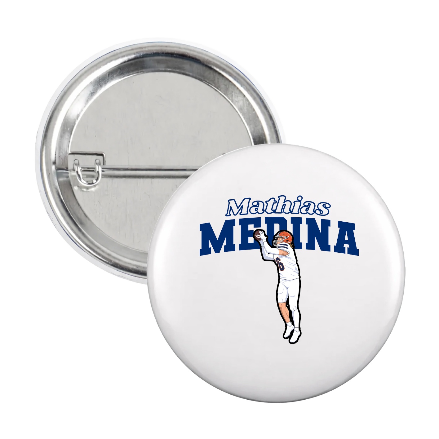 Game Day Button — Name Arch in White