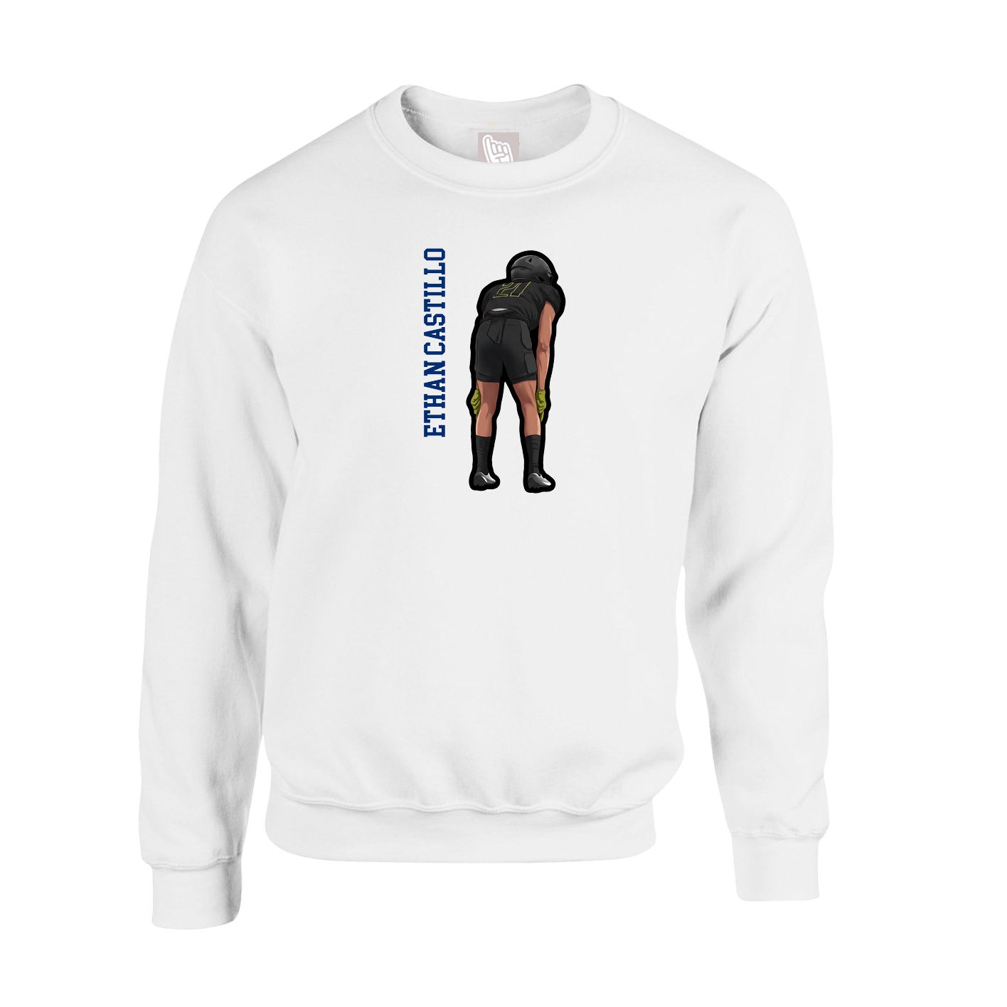 Fleece Crew — Name Vertical in White