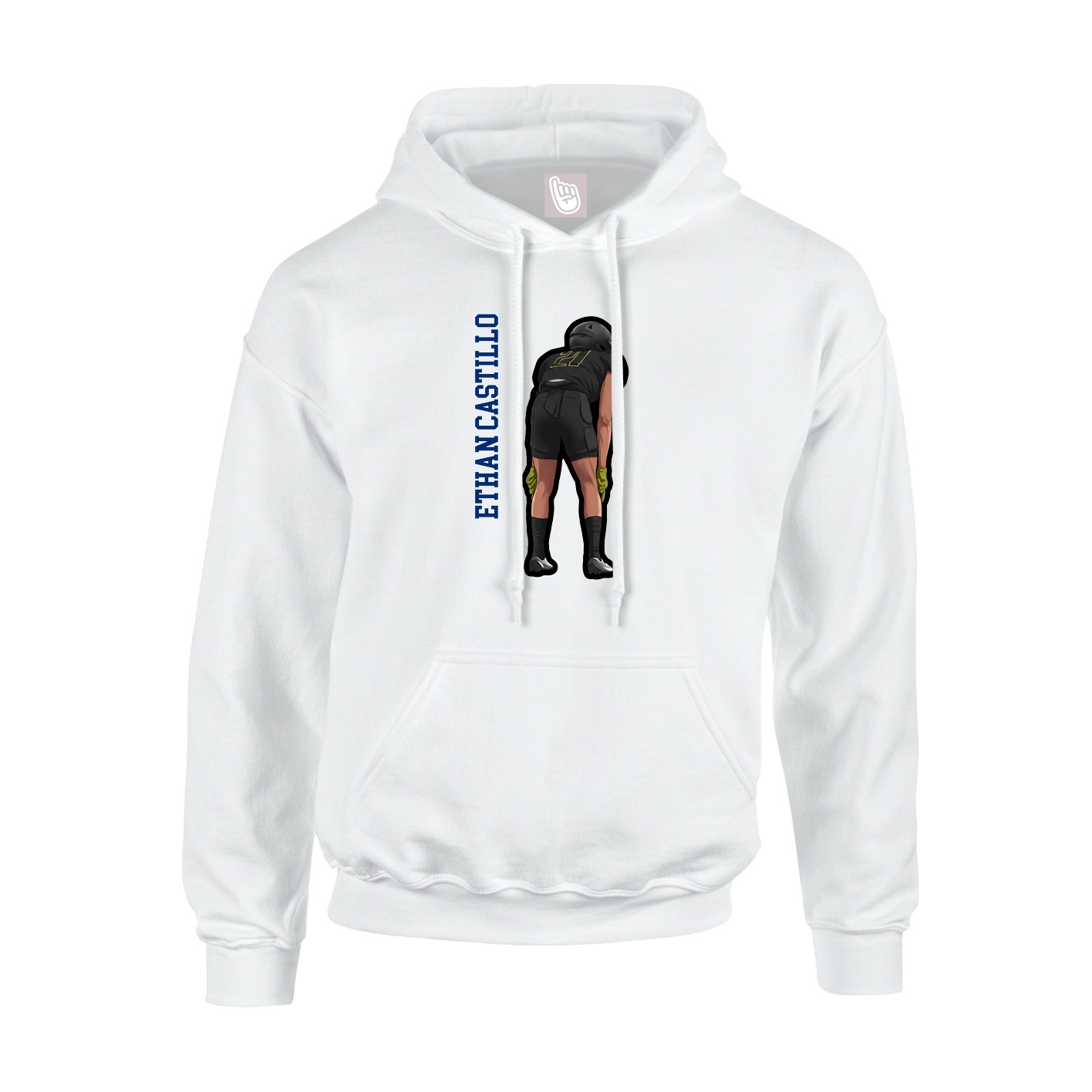 Youth Hoodie — Name Vertical in White