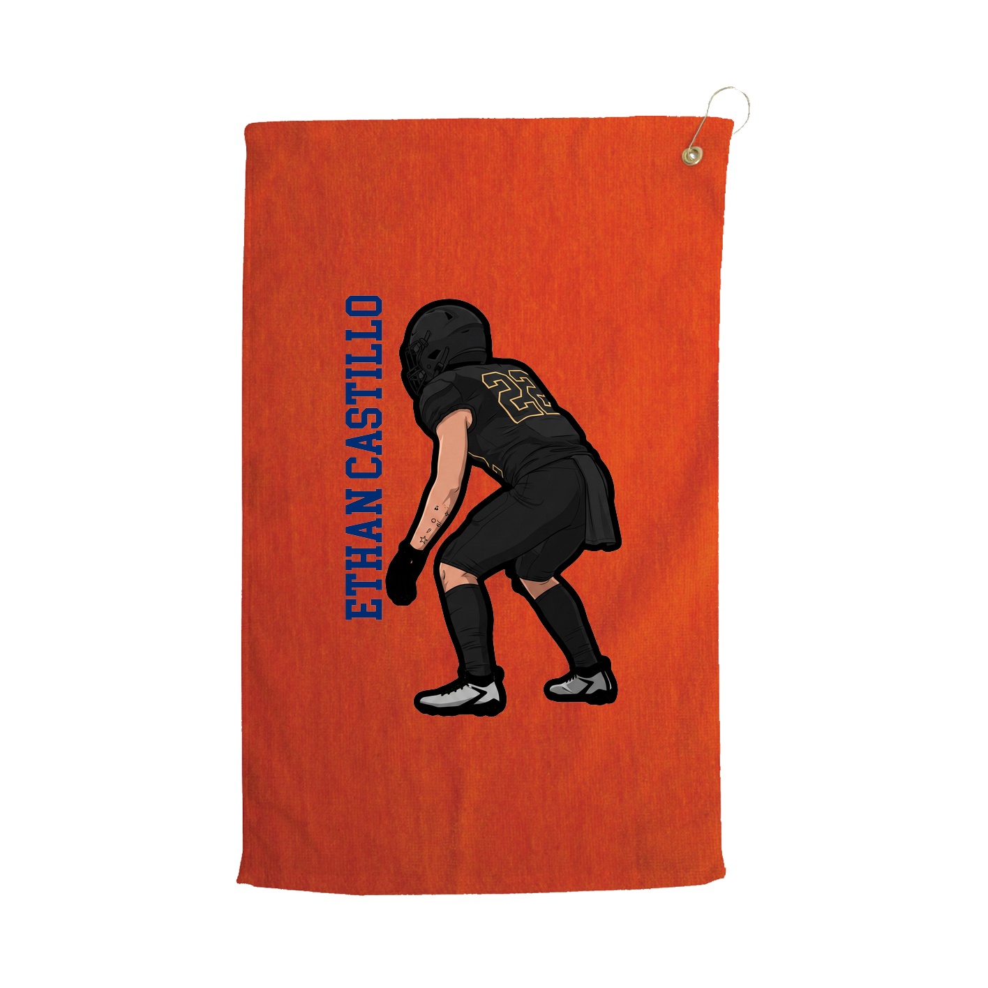 Golf Towel — Name Vertical in Orange
