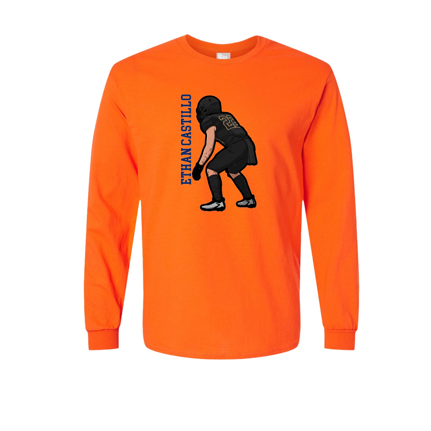 Long Sleeve Tee — Name Vertical in Orange