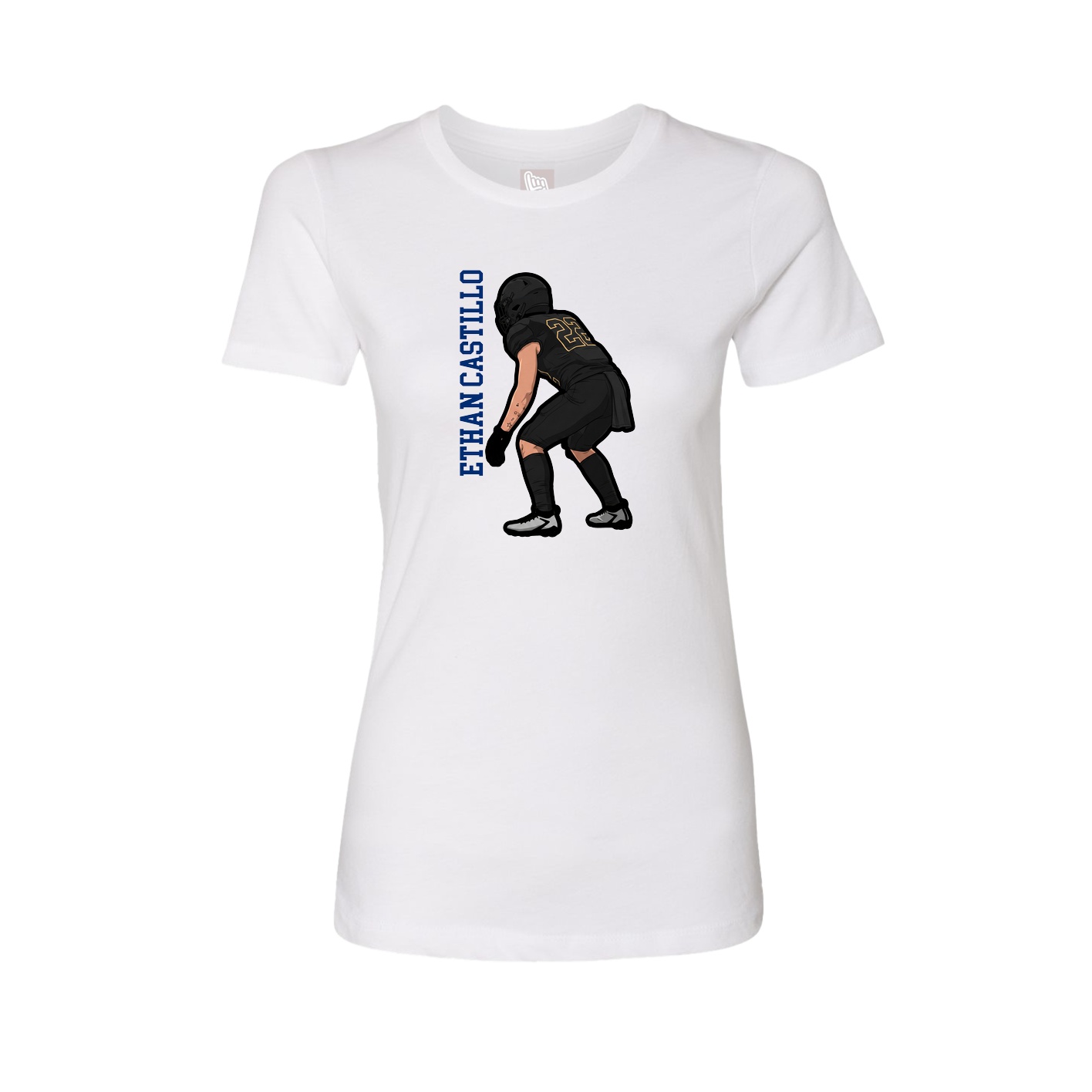 Fitted Women's Tee — Name Vertical in White