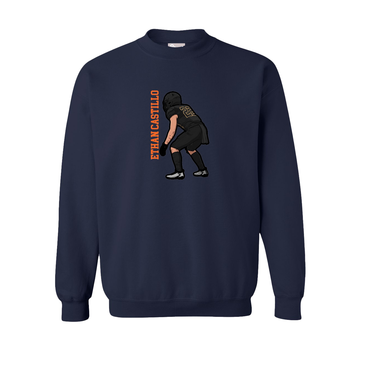 Fleece Crew — Name Vertical in Navy