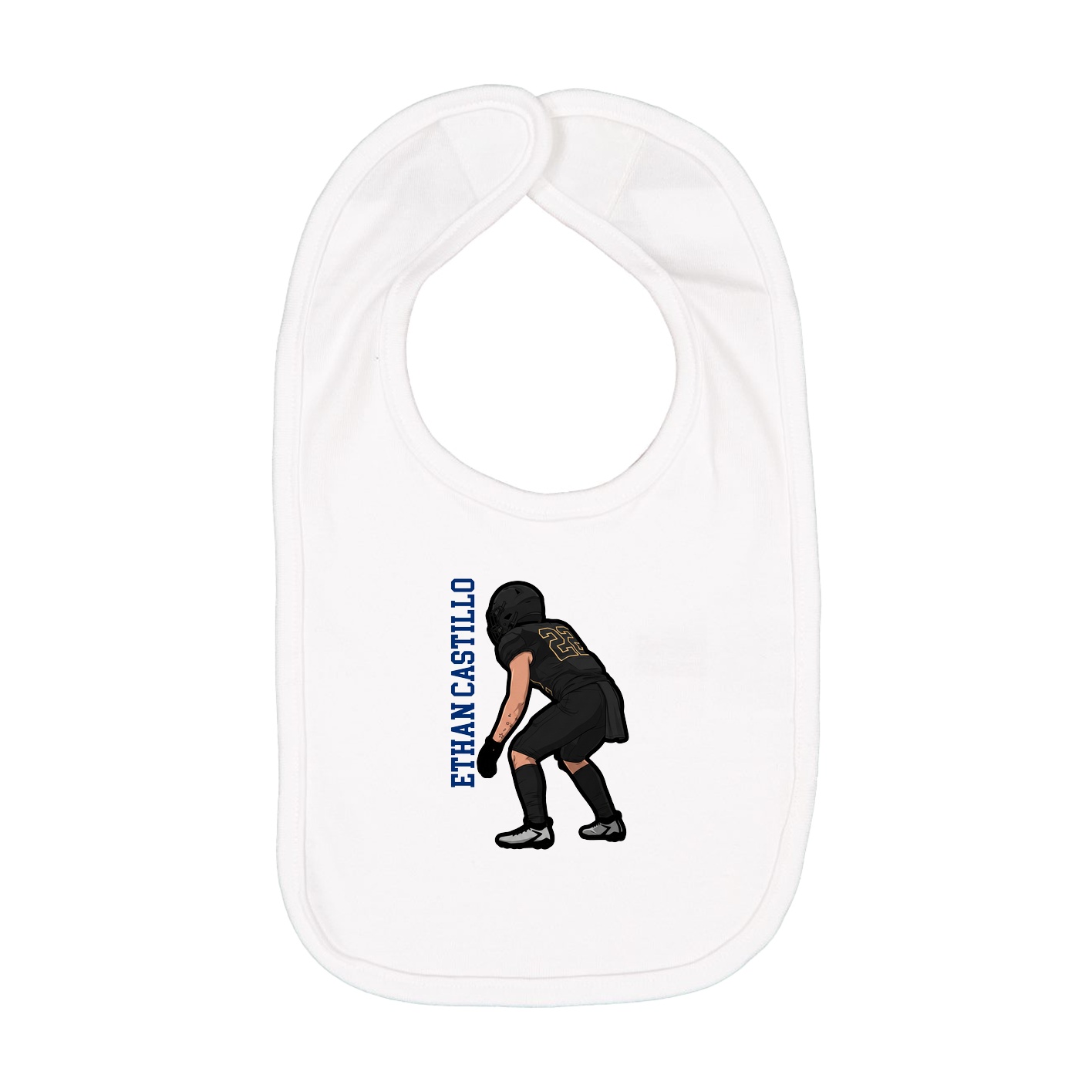 Infant Bib — Name Vertical in White