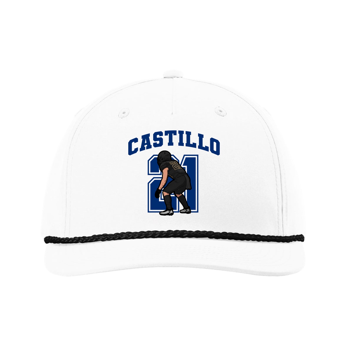 Five-Panel Classic Rope Cap — Number in White