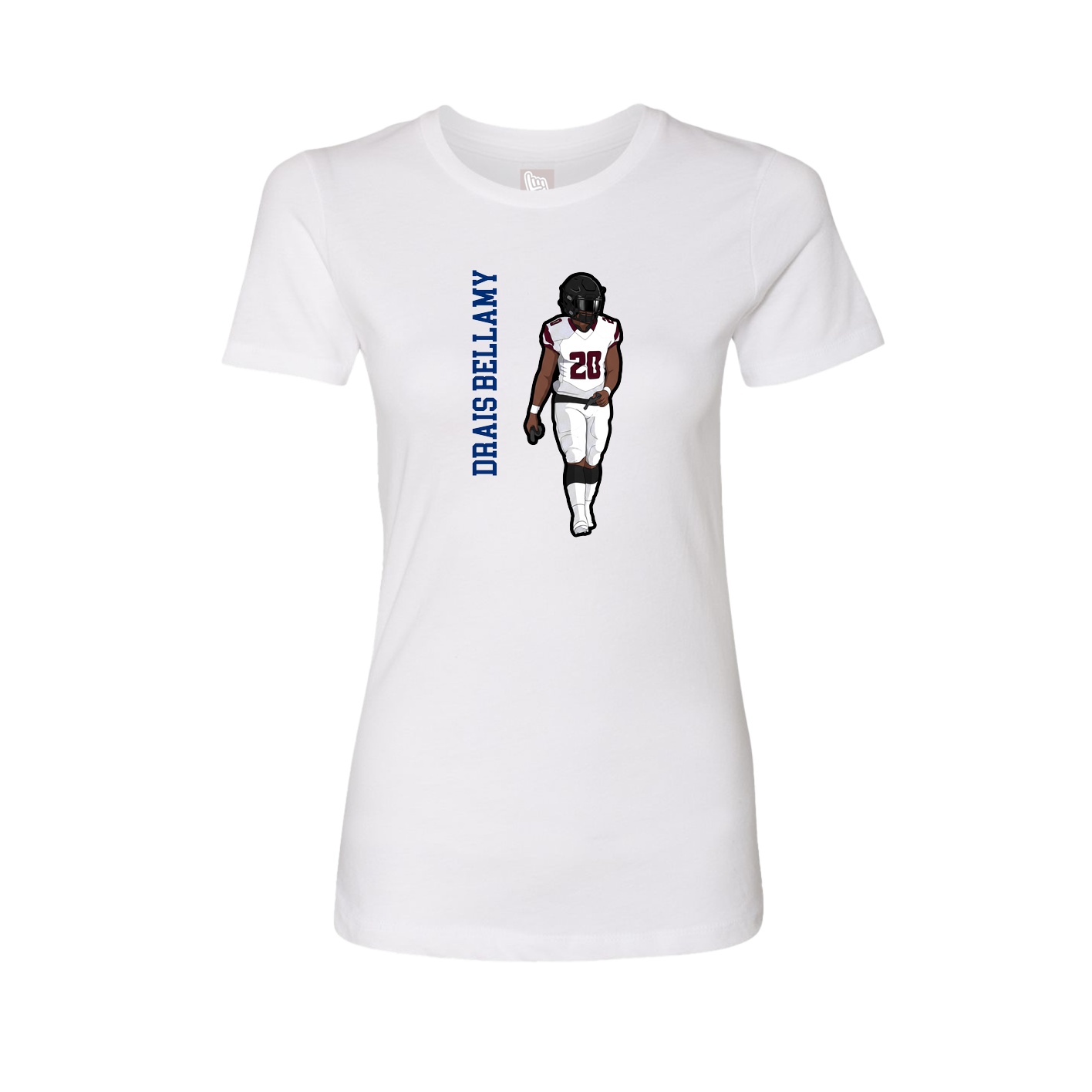 Fitted Women's Tee — Name Vertical in White