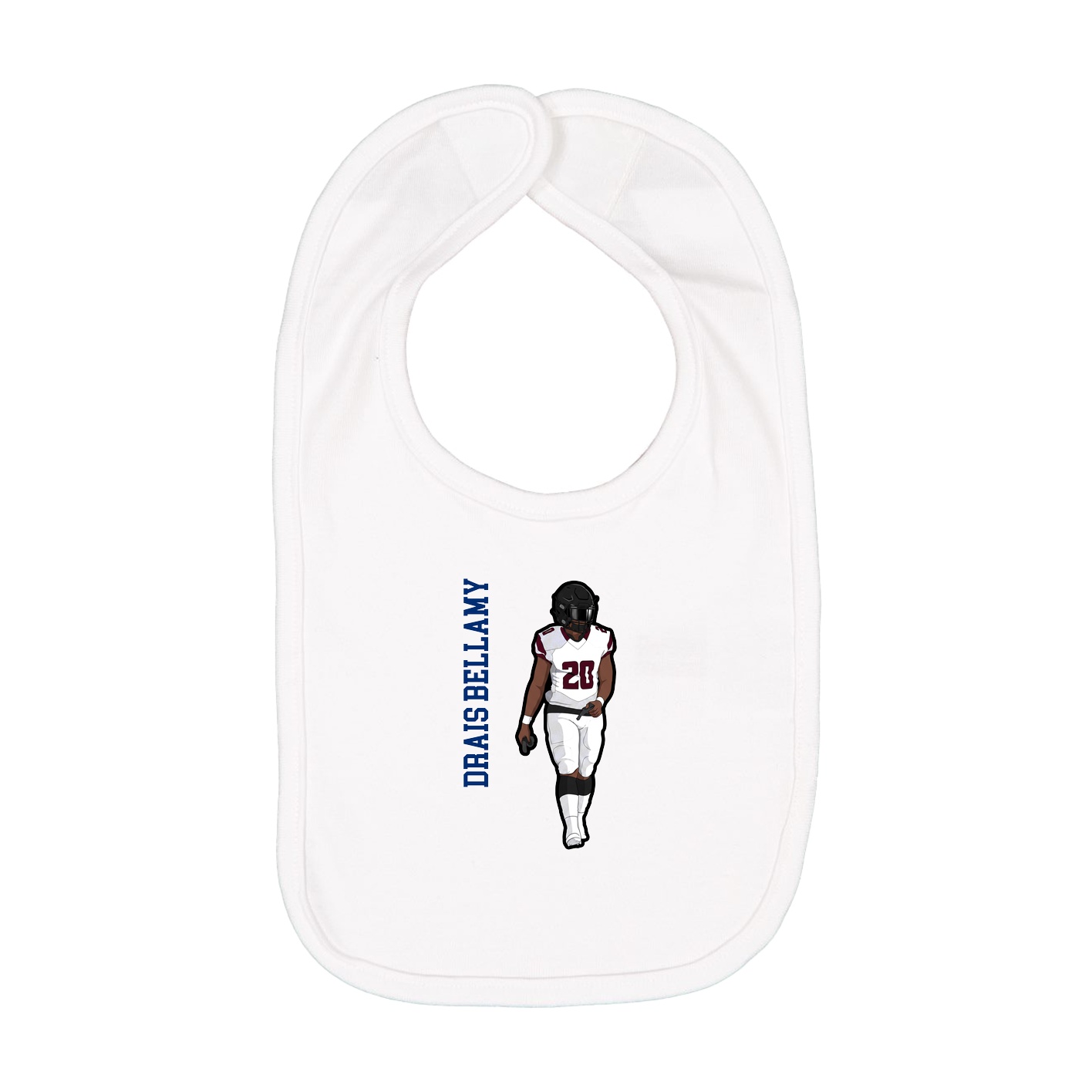 Infant Bib — Name Vertical in White