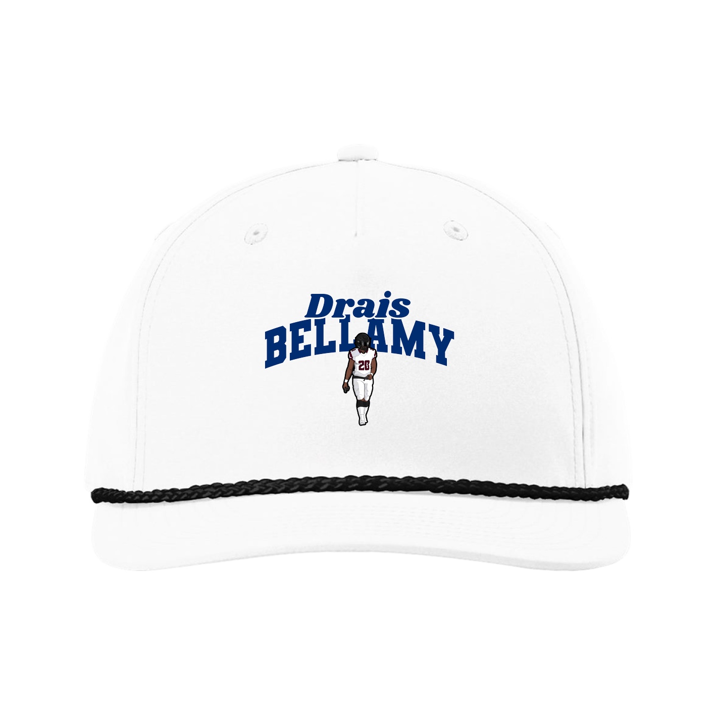 Five-Panel Classic Rope Cap — Signature Arch in White