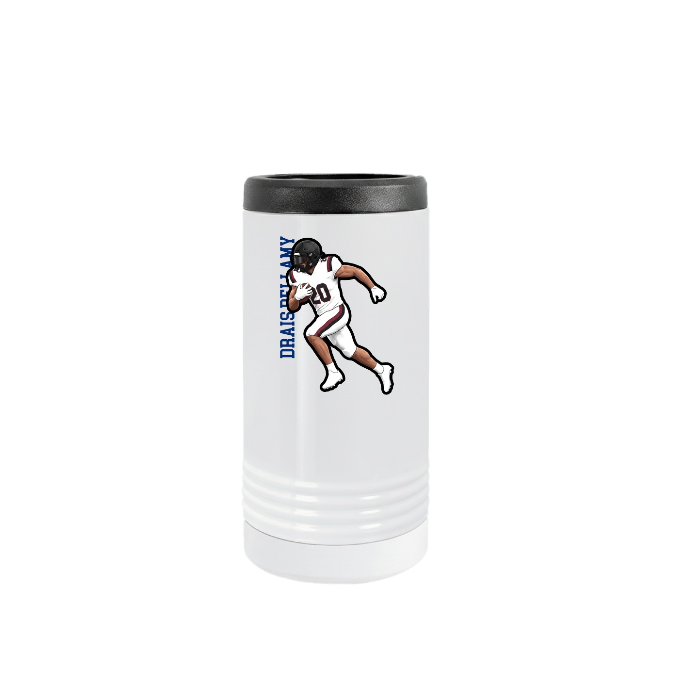 Slim Beverage Holder — Name Vertical in White