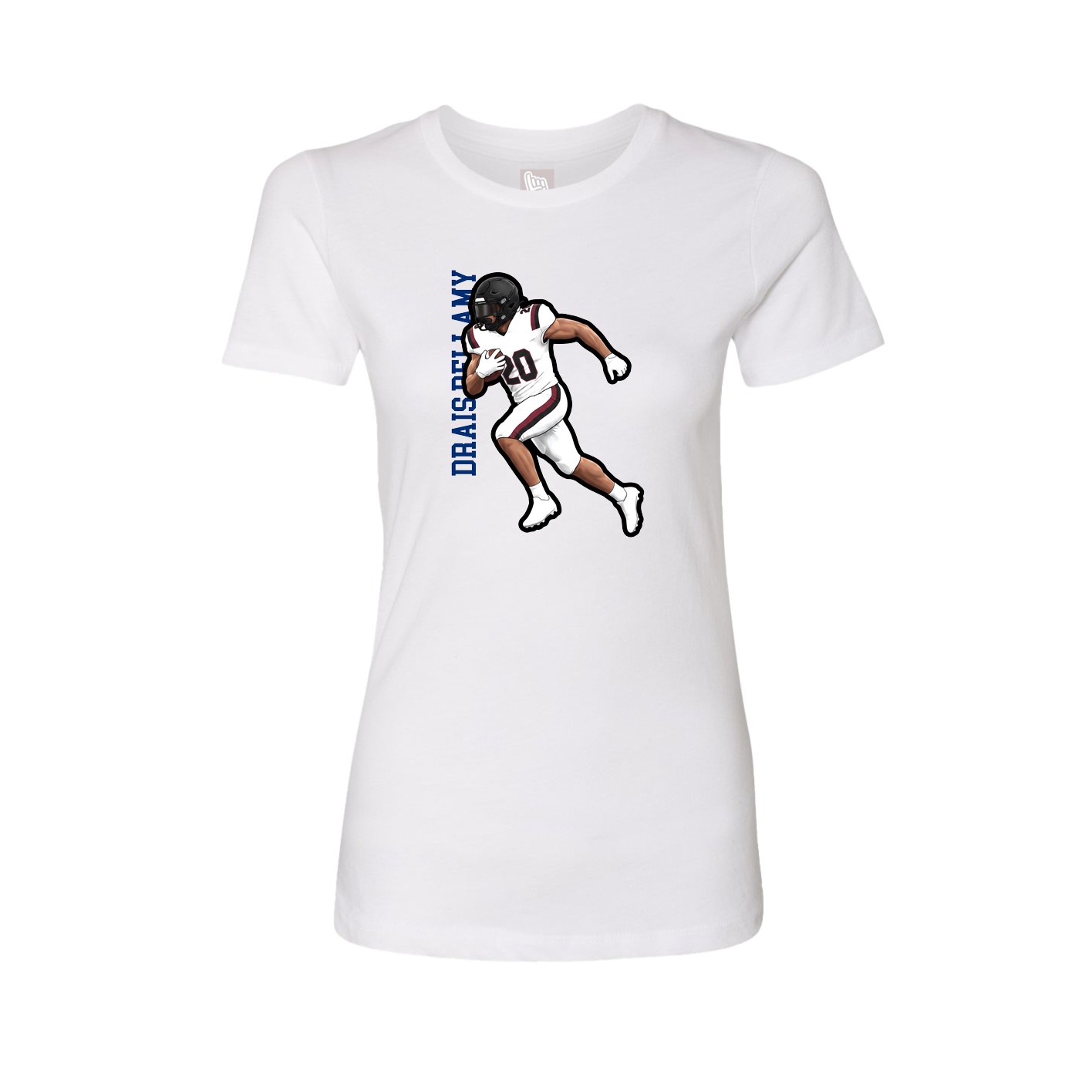 Fitted Women's Tee — Name Vertical in White