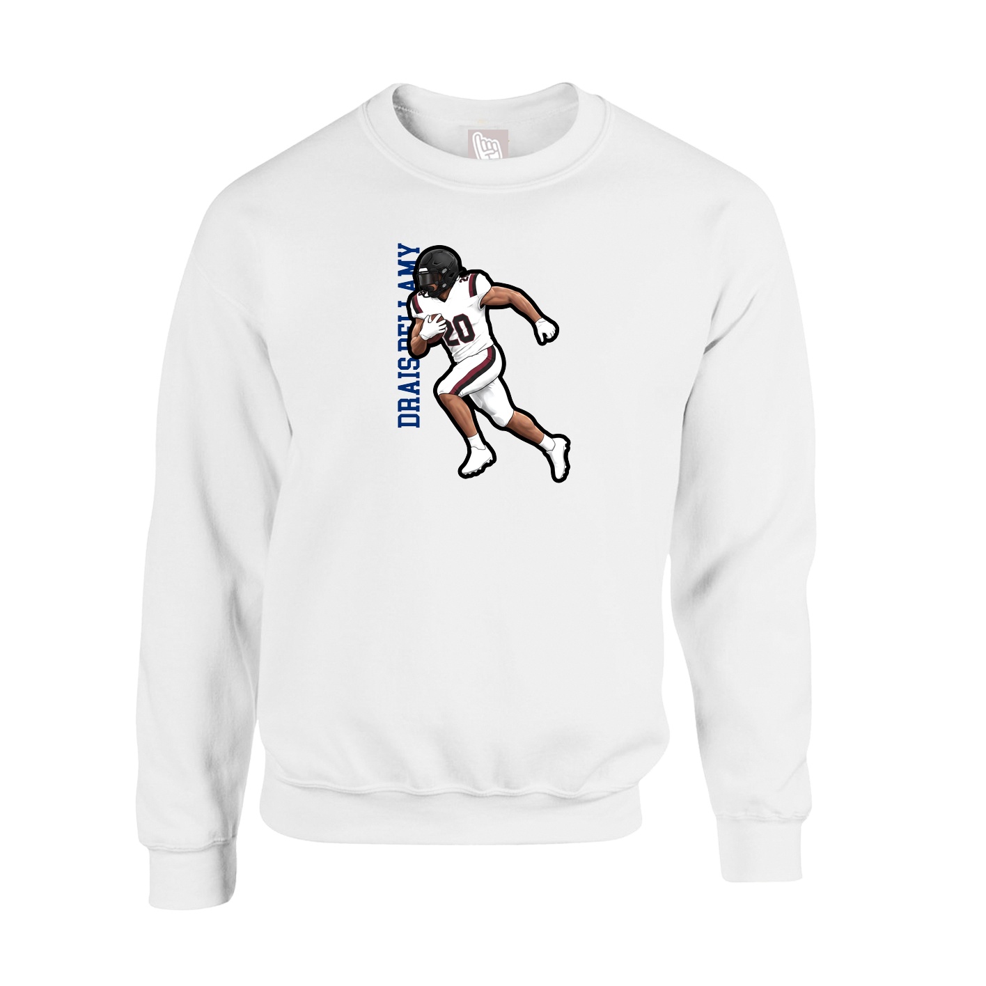 Fleece Crew — Name Vertical in White