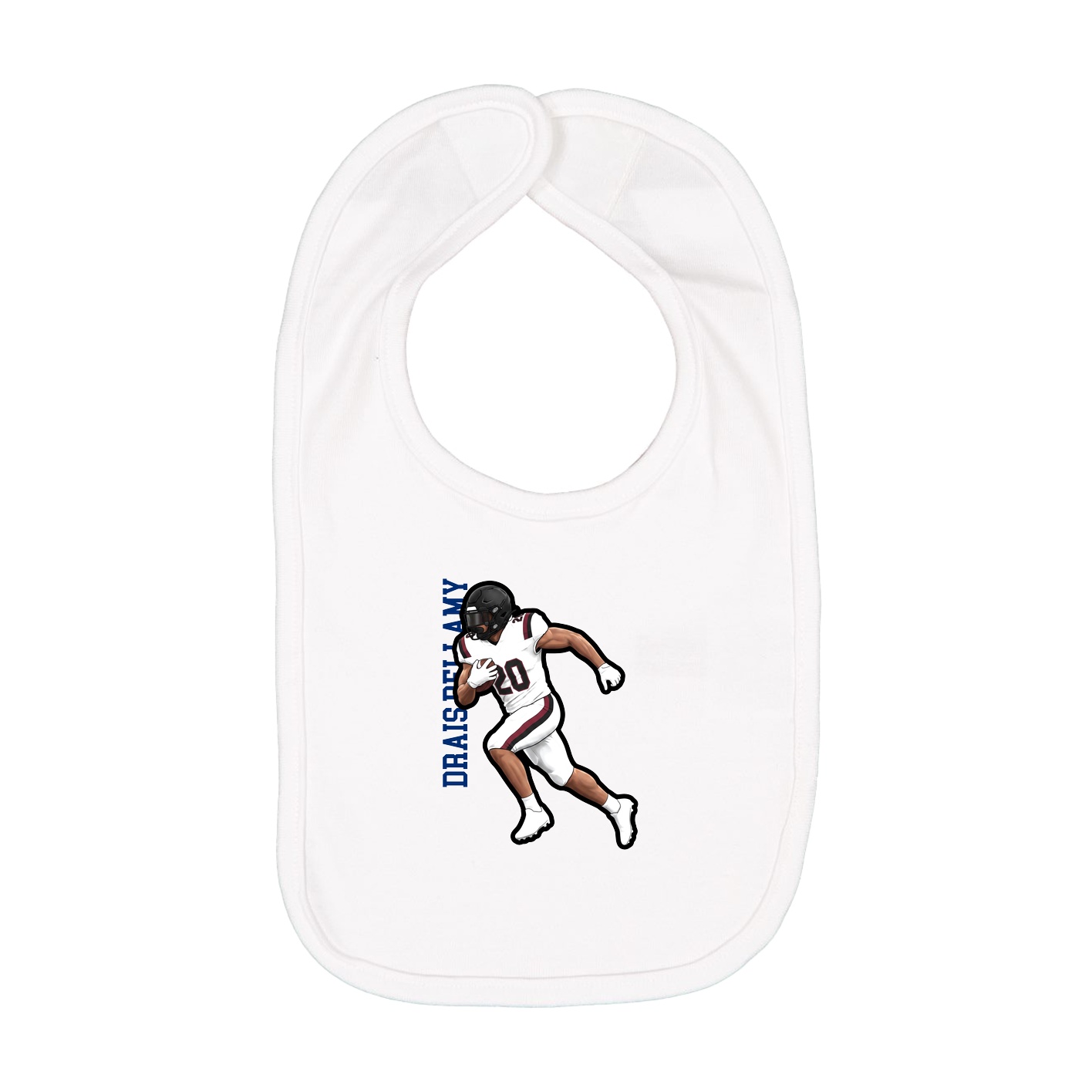 Infant Bib — Name Vertical in White