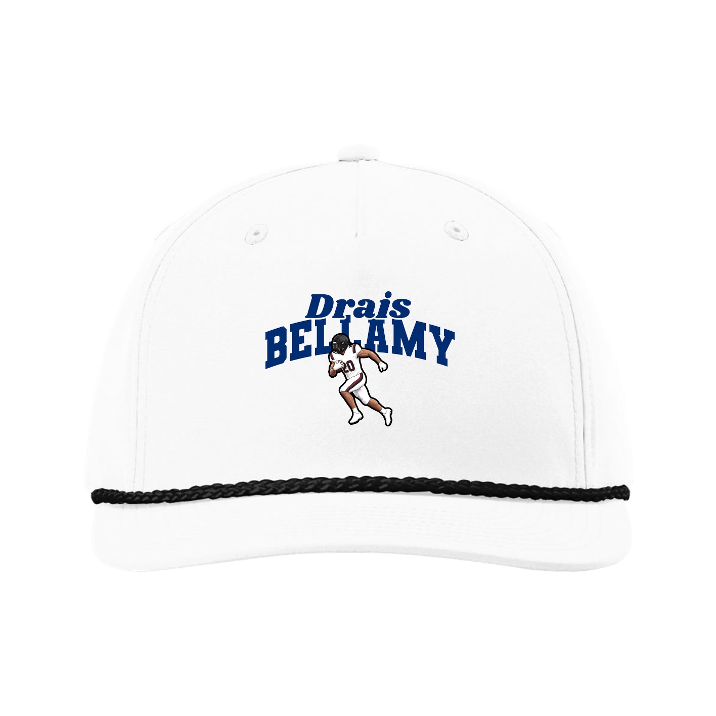 Five-Panel Classic Rope Cap — Signature Arch in White