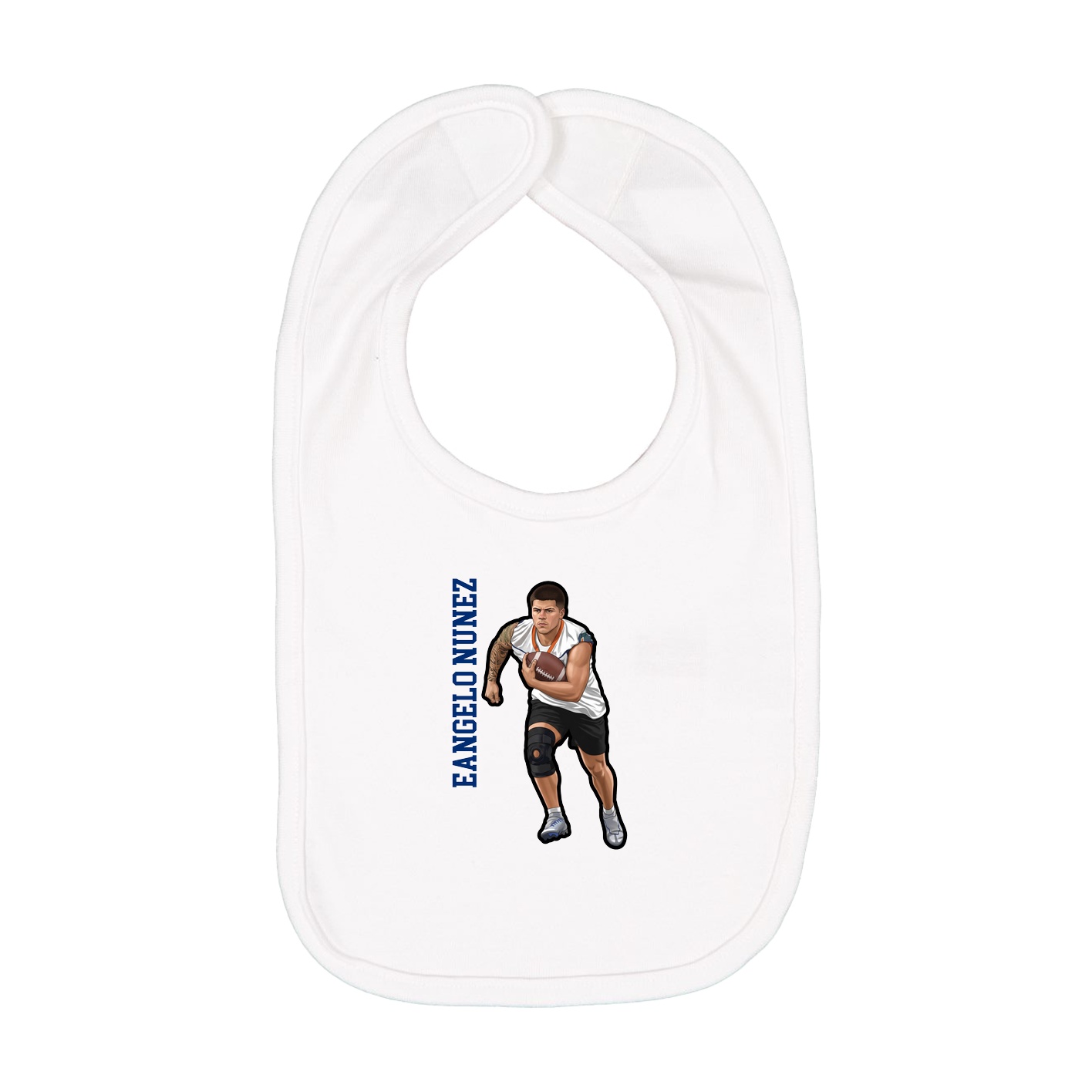 Infant Bib — Name Vertical in White