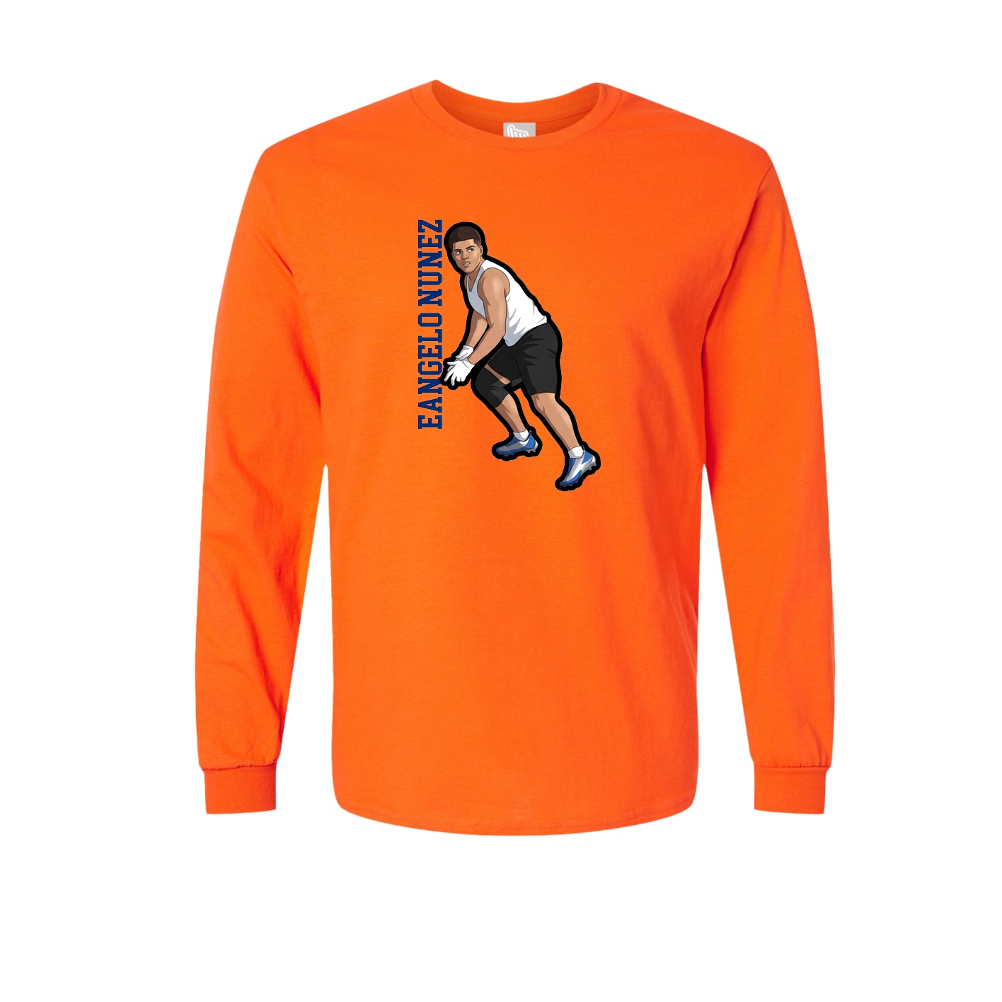 Long Sleeve Tee — Name Vertical in Orange
