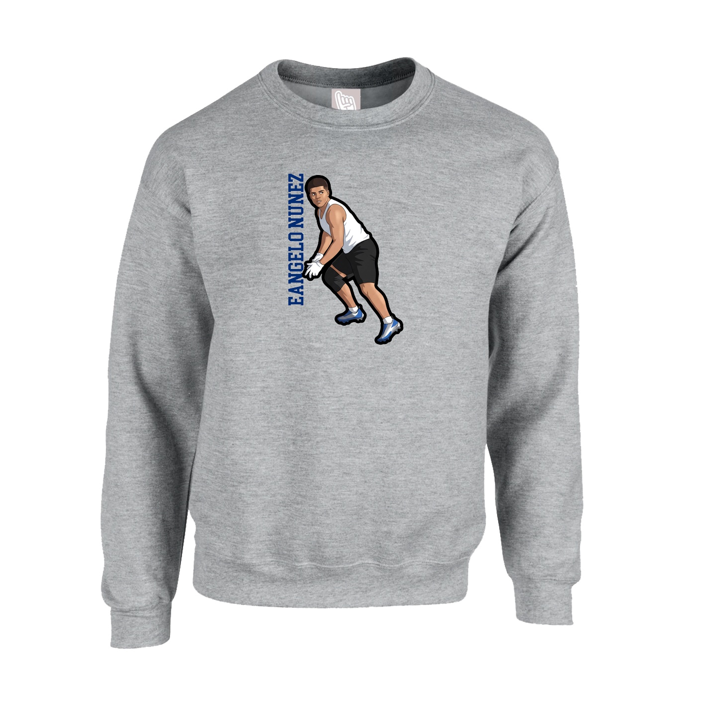 Fleece Crew — Name Vertical in Grey