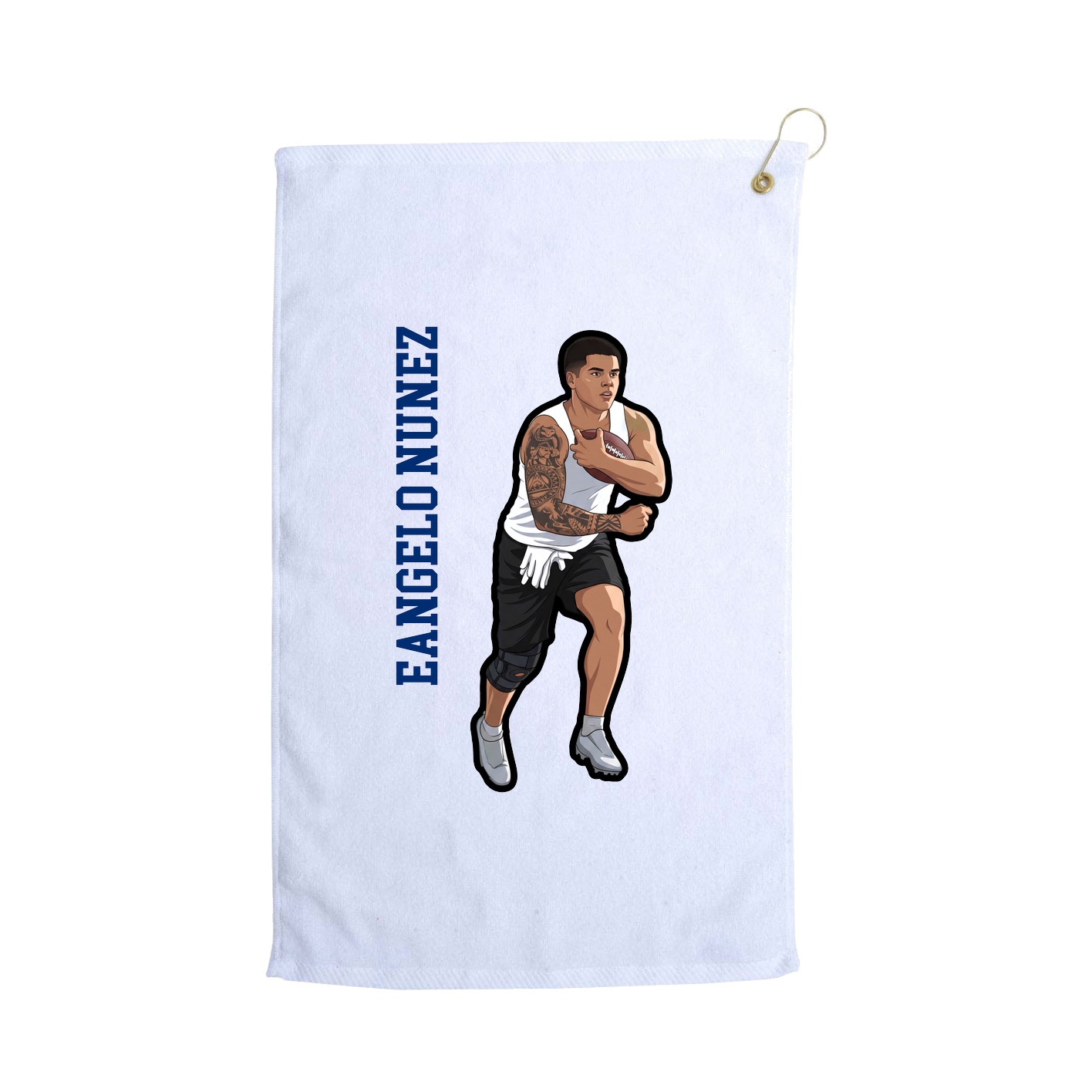 Golf Towel — Name Vertical in White