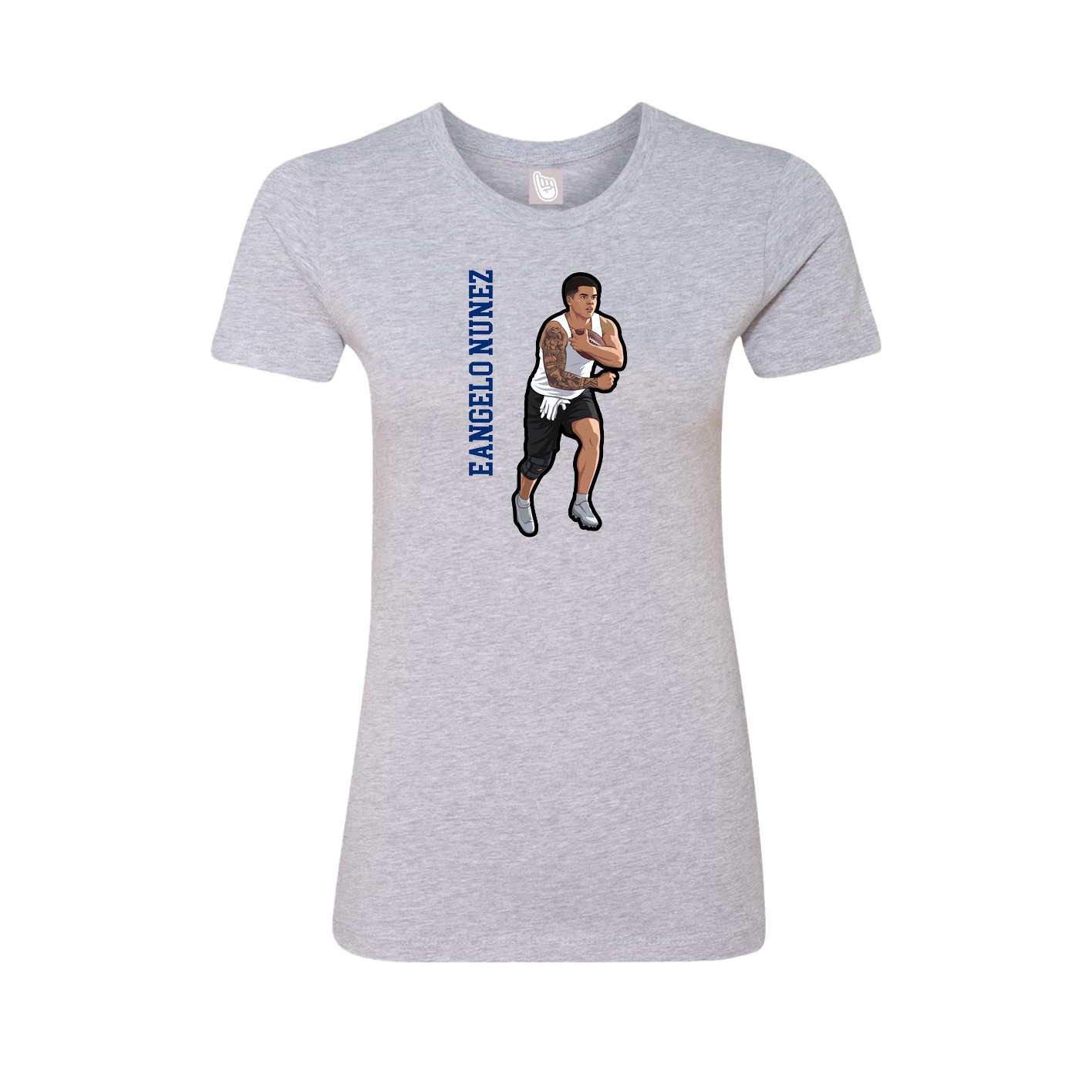 Fitted Women's Tee — Name Vertical in Grey