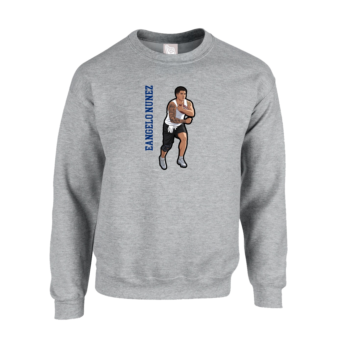 Fleece Crew — Name Vertical in Grey