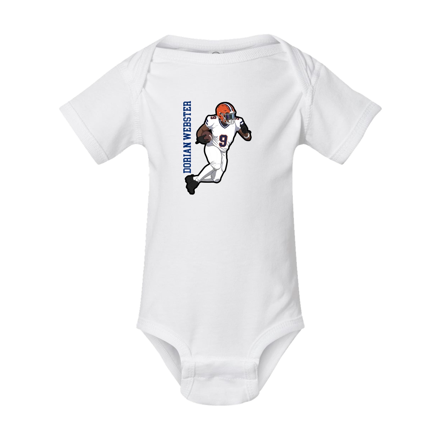 Baby Onesie — Name Vertical in White
