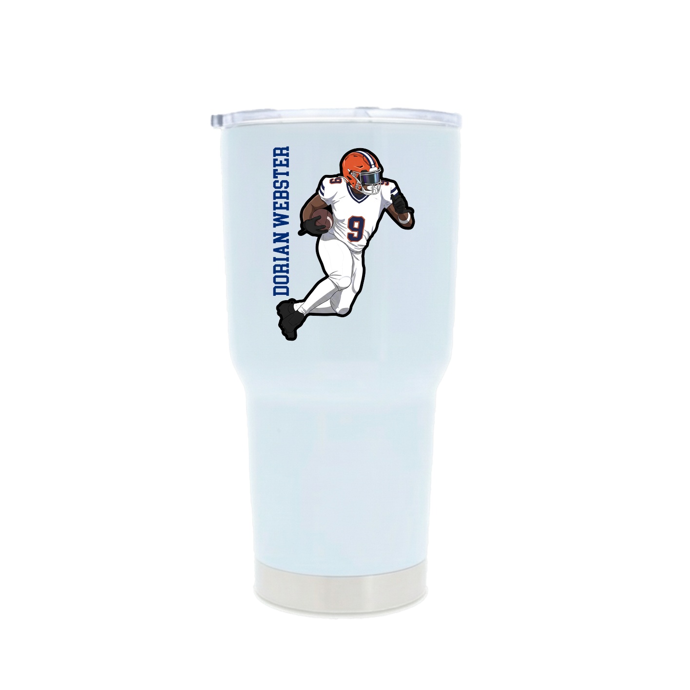 30oz Stainless Steel Tumbler — Name Vertical in White