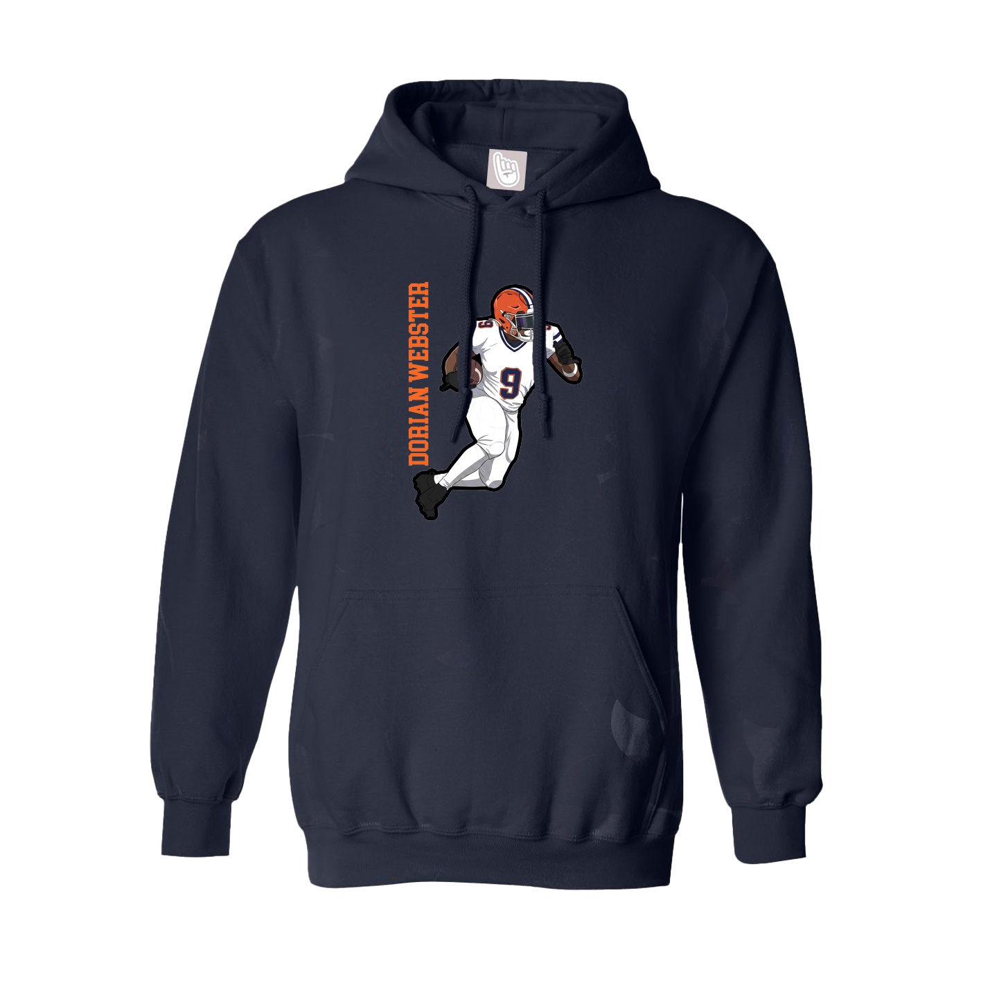 Hoodie — Name Vertical in Navy