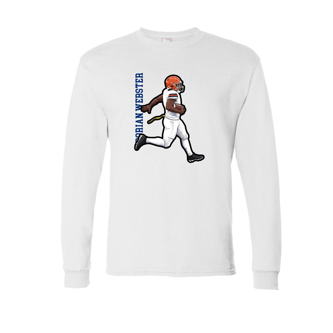 Long Sleeve Tee — Name Vertical in White