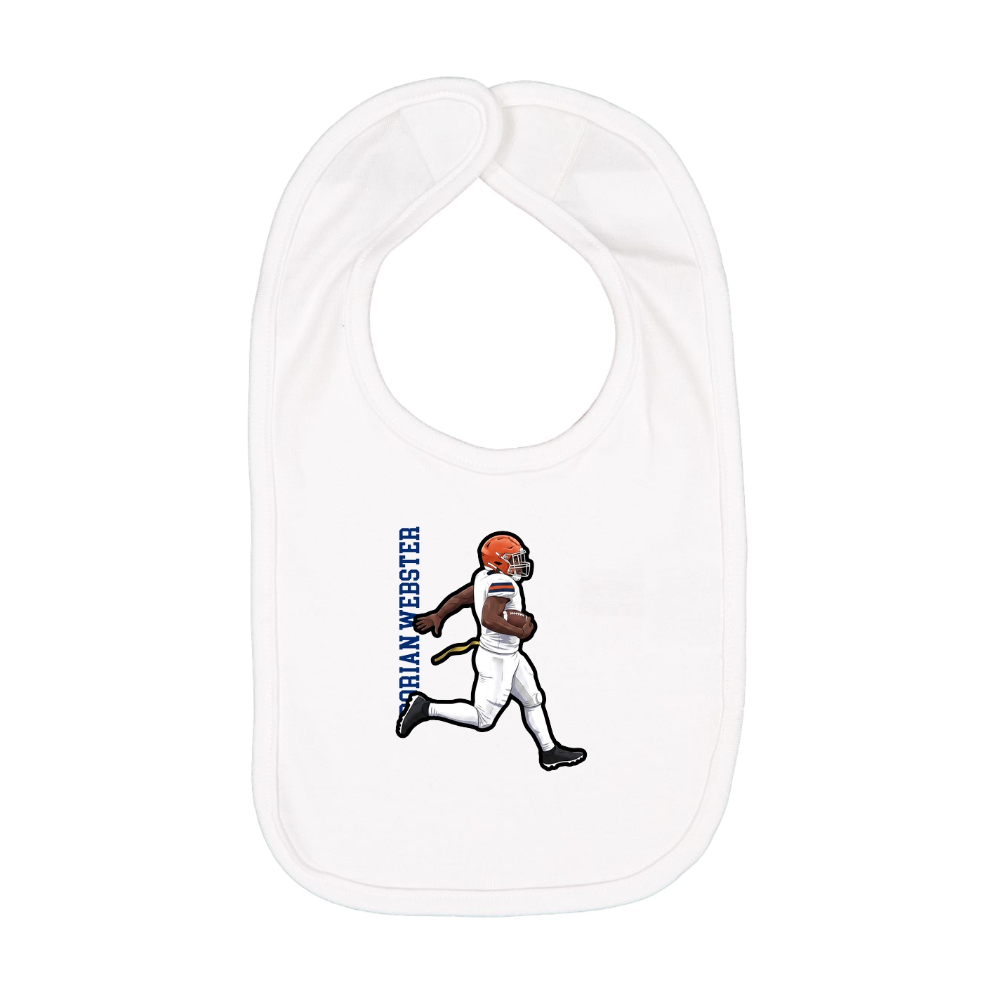 Infant Bib — Name Vertical in White