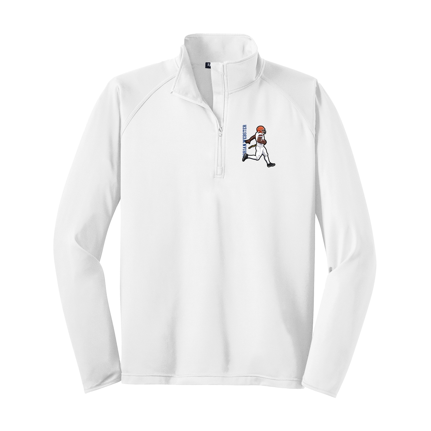 Q-Zip Pullover — Name Vertical in White