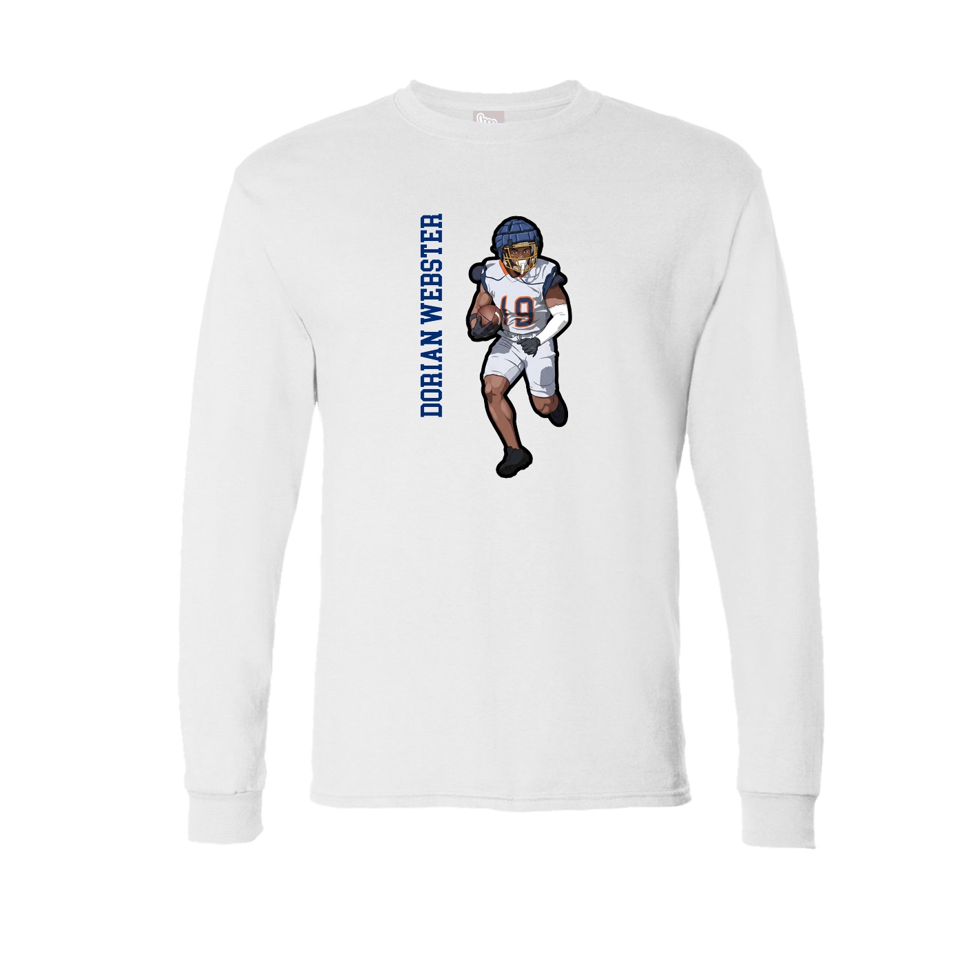 Long Sleeve Tee — Name Vertical in White