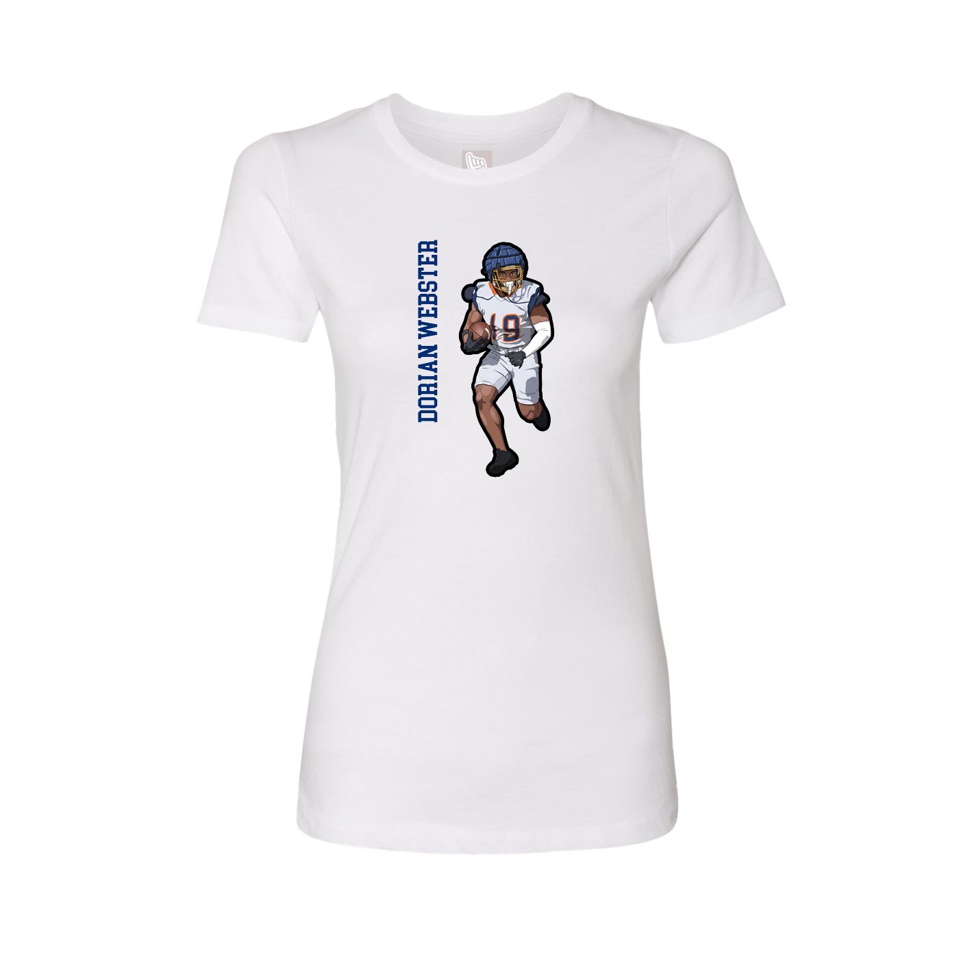 Womens Tee — Name Vertical in White
